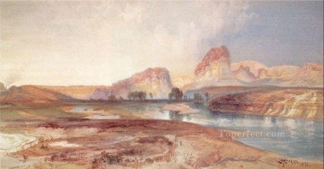 Landscapes Painting - Cliffs Green River Wyoming landscape Rocky Mountains School Thomas Moran